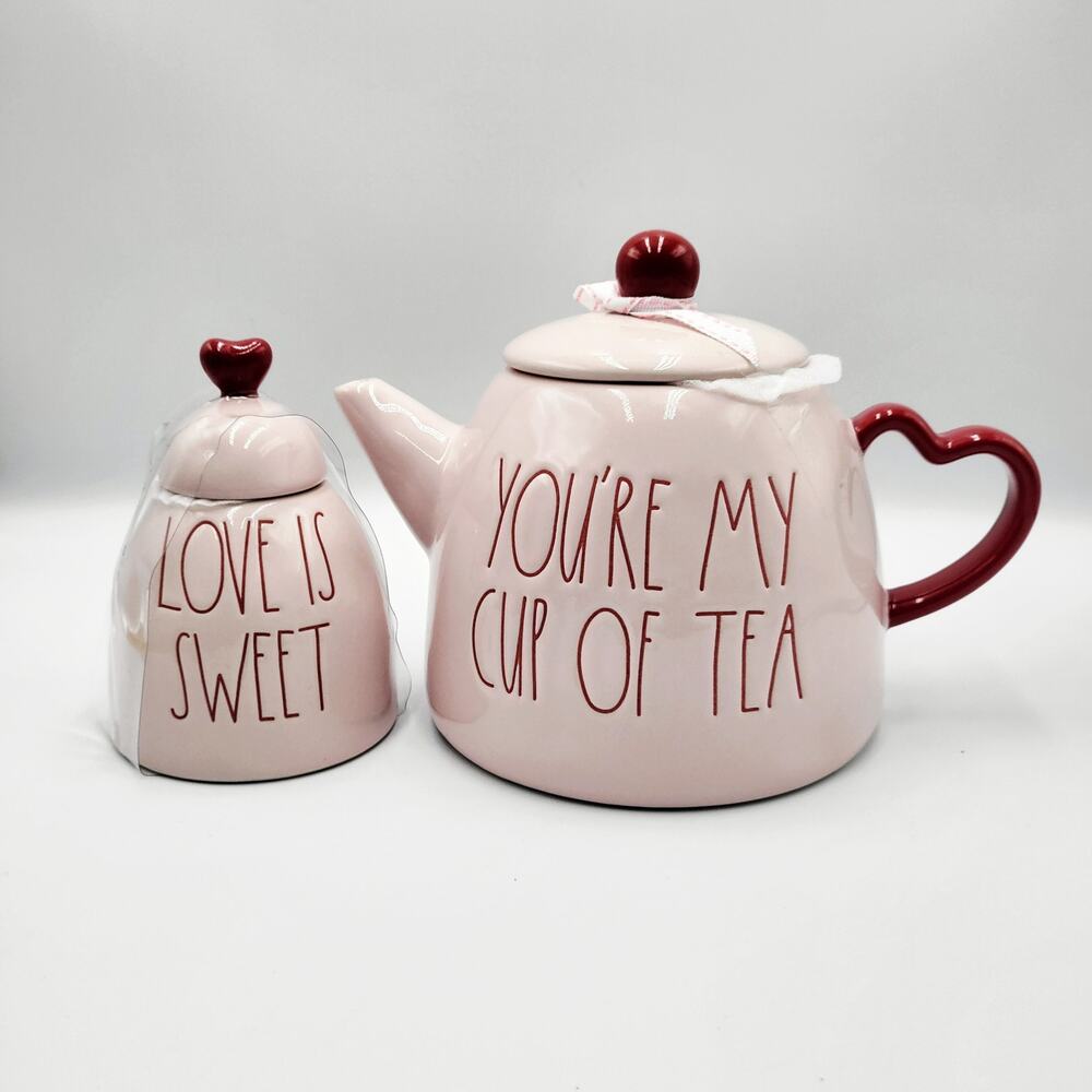 NWOB Rae Dunn Artisan Collection by Magenta Valentine's Day Teapot & Honey Pot
